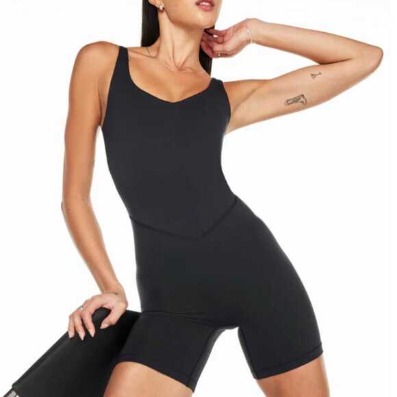 BANDIER V-Neck Tempo Short Catsuit - Black nwt size small - Picture 1 of 2